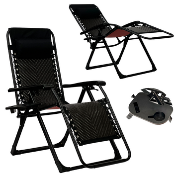 Туристична розкладачка LEOBRO Zero Gravity Brown Rattan &mdash; Коричневий. Крісло-Шезлонг LB-ZGC-G2-RB фото