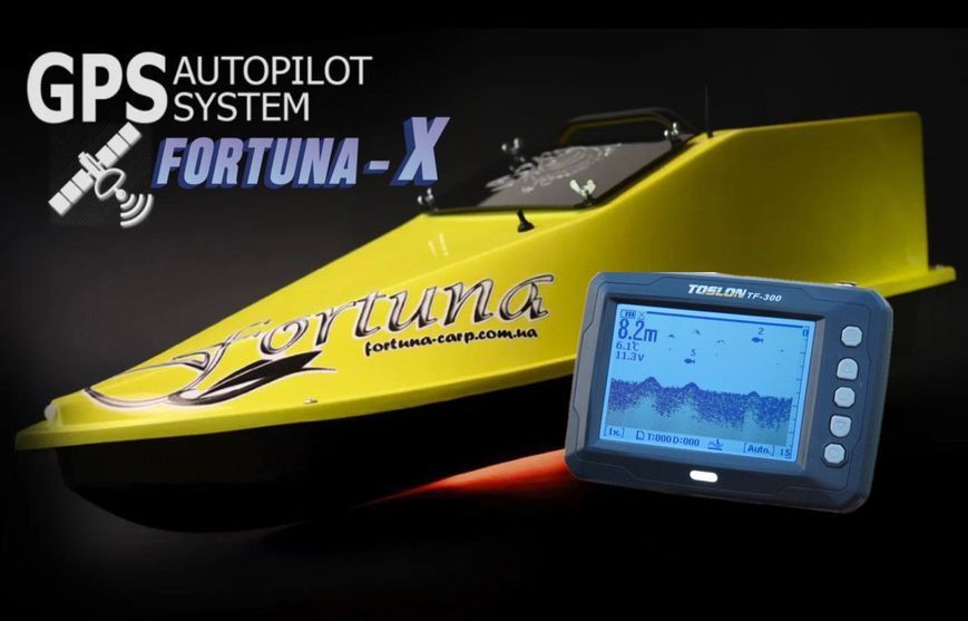 Електро кораблик для риболовлі 27000mAh, GPS Fortuna X та Ехолотом Toslon300 Жовтий 2487291253 фото