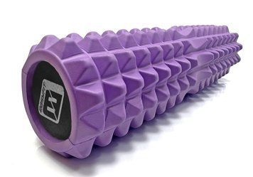 Массажный ролик EasyFit Solid Grid 45 см, МФР валик с выемкой для позвоночника, фиолетовый, EVA-пена EF-2053-V фото
