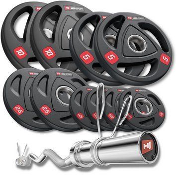 Набір олімпійський Hop-Sport PRO 50 кг з W-подібним грифом, комплект дисків 00-G00000268 фото