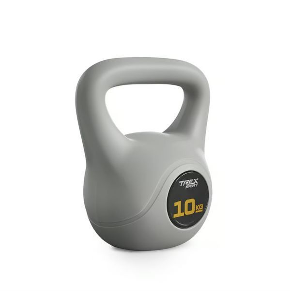 Гіря вінілова 10 кг Trex Sport TX-010CKB сіра: для фітнесу, кросфіту, силових тренувань, вдома, міцна 5902308234741 фото