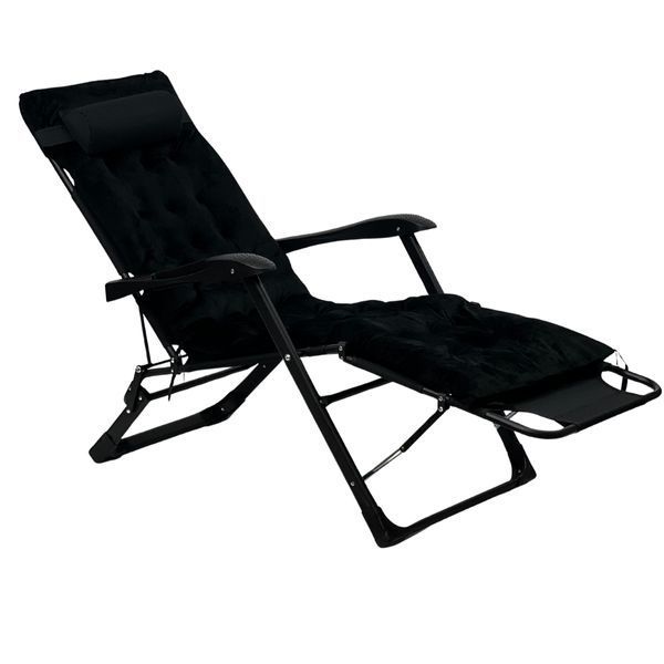 Розкладачка з Оксамитовим Матрацом LEOBRO Black. Крісло-крувати LB-FCB-G4-BLK фото