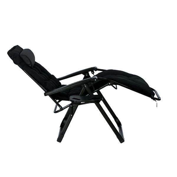 Розкладне крісло-шезлонг LEOBRO Zero Gravity Premium Plus Black: Теслін, 150 кг, сад/тераса LB-ZGC-K2-BLK фото