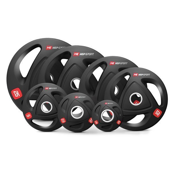 Набір олімпійський Hop-Sport PRO 90 кг з W-подібним грифом, комплект дисків 00-G00000269 фото