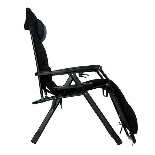Розкладне крісло-шезлонг LEOBRO Zero Gravity Premium Plus Black: Теслін, 150 кг, сад/тераса LB-ZGC-K2-BLK фото
