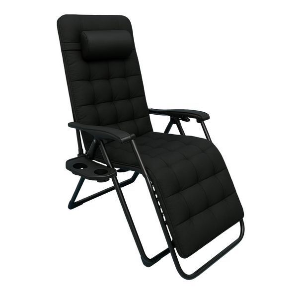 Розкладне крісло-шезлонг LEOBRO Zero Gravity Premium Plus Black: Теслін, 150 кг, сад/тераса LB-ZGC-K2-BLK фото