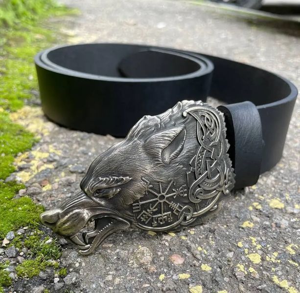 Чоловічий Шкіряний Ремінь Ручної Роботи &laquo;ФЕНРІР&raquo; Gorillas Accessories Нейзельбер. Пояс з натуральної шкіри bb47 фото