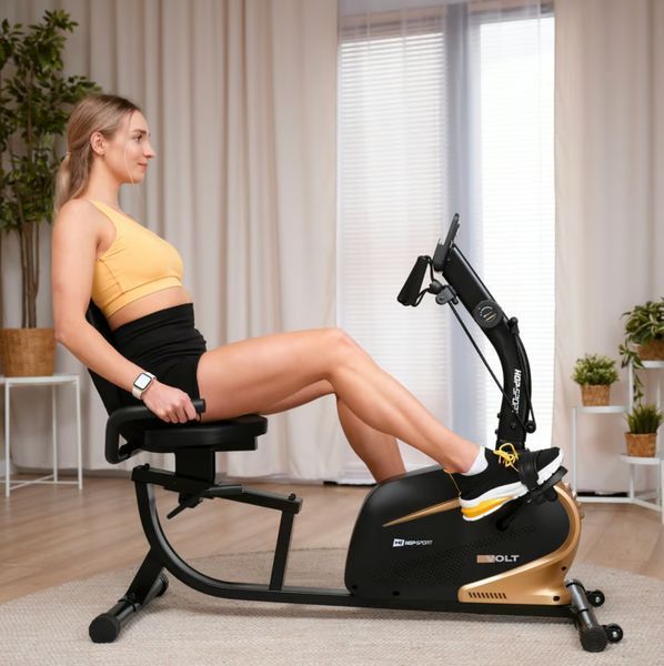 Горизонтальный велотренажер Hop-Sport HS-045L Volt магнитный золотистый 5902308237520 фото