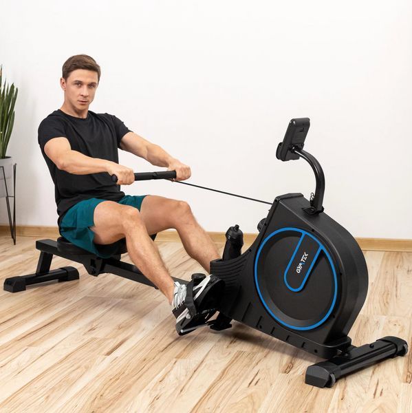 Гребний тренажер Gymtek XR1000 магнітний, 16 рівнів, LCD-дисплей, доладний, синій, до 120 кг 5905884420249 фото
