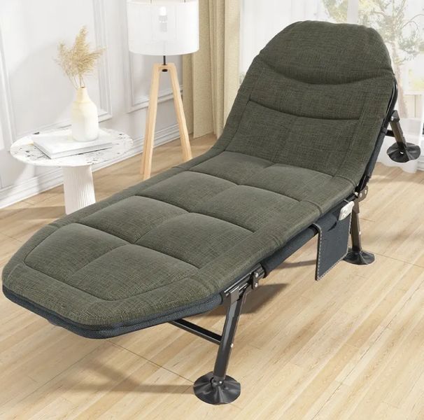 Розкладне ліжко-шезлонг LEOBRO FB-S17: розкладачка для дому та дачі, до 150 кг, сталевий каркас FB-S17 фото