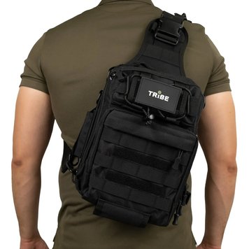 Сумка через плече Tribe Sling Pack 6,5 л. T-IE-0003, Чорний. Поясний рюкзак. Чоловіча поясна сумка на плече T-IE-0003-black фото