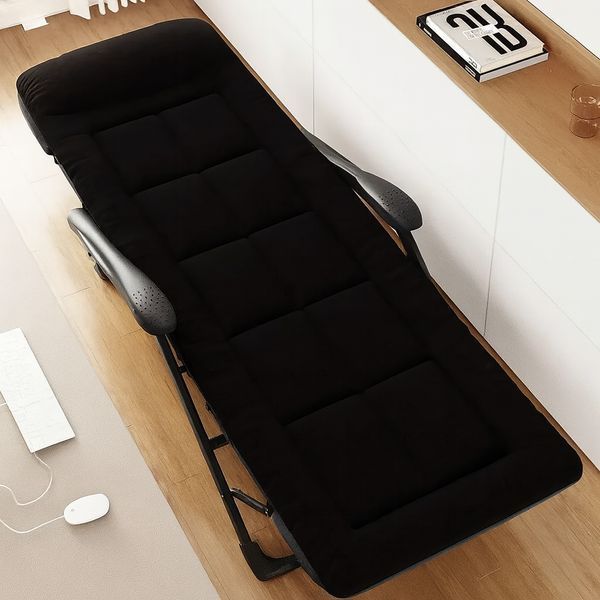 Розкладне крісло-ліжко LEOBRO Black з матрацом: до 150 кг, сталь, Оксфорд. Розкладачка LB-FCB-G3-BLK фото