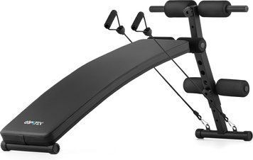 Наклонная скамья для тренировок пресса Gymtek XL200 с эспандерами для дома 5905884426982 фото