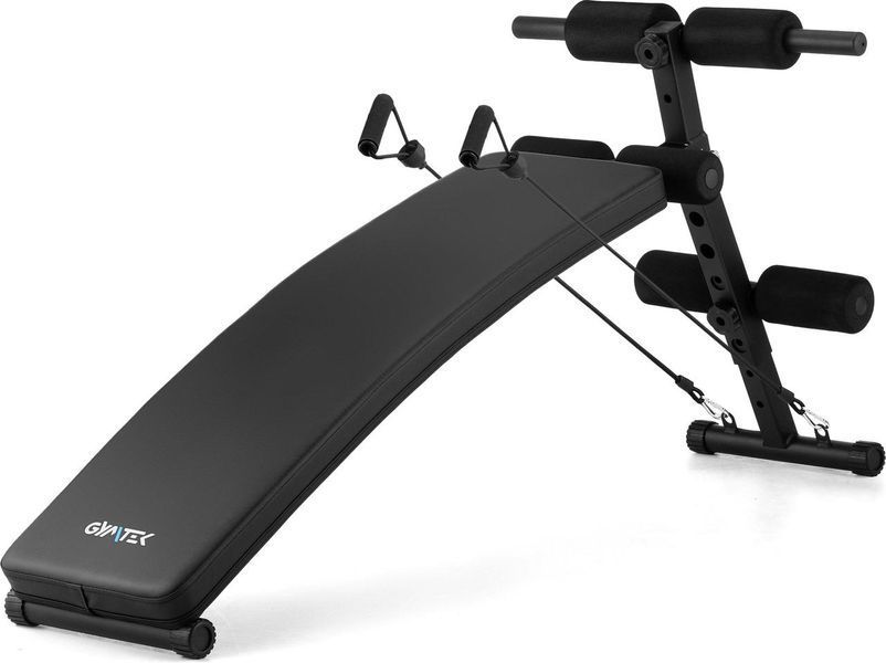 Наклонная скамья для тренировок пресса Gymtek XL200 с эспандерами для дома 5905884426982 фото