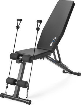 Складная регулируемая скамья для тренировок Gymtek XL400 с эспандерами для дома 5905884426975 фото