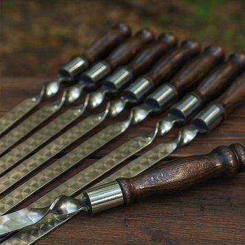 Шампур для м'яса 70 см з дерев'яною ручкою (бук) 20 мм, нержавіюча сталь AISI 430 SKK32 фото