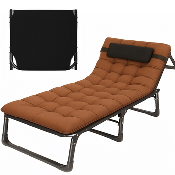Розкладне ліжко-розкладачка LEOBRO Brown з матрацом та подушкою, до 150 кг LB-FB-A1-BRN фото