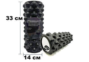 Масажний ролик EasyFit Grid Roller Extreme 33 см, чорний - МФР валик для спини, йоги та фітнесу EF-2023-BK фото