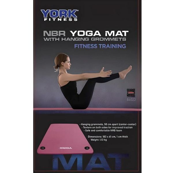 Фітнес-мат York Fitness NBR 1см рожевий з люверсами для йоги та фітнесу: комфорт та зручність 14961860221 фото