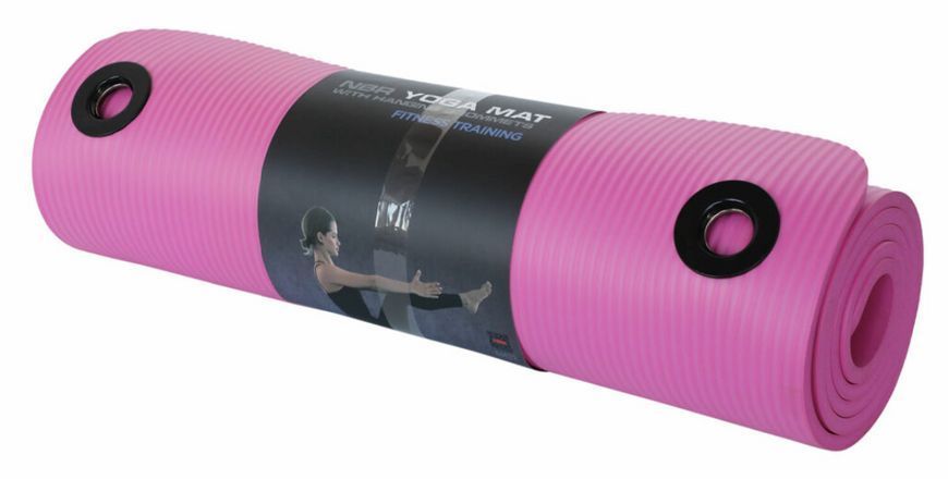 Фітнес-мат York Fitness NBR 1см рожевий з люверсами для йоги та фітнесу: комфорт та зручність 14961860221 фото
