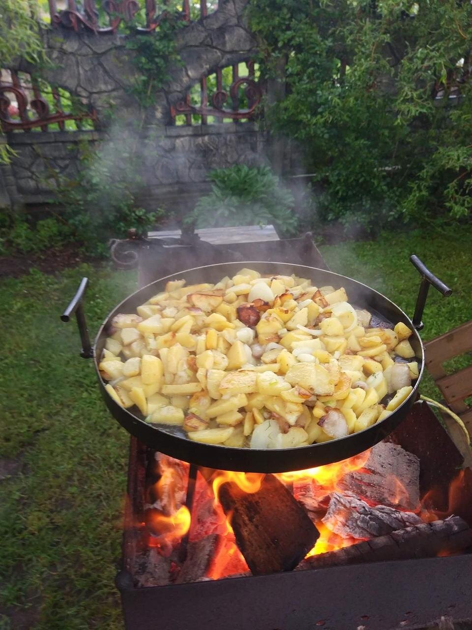 Сковорода з диска, борони 50см + кришка, сковорода для пікніка риболовлі або відпочинку на природі і дачі, фото 5